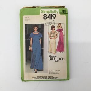 Simplicity Sewing Pattern 8419 Misses Dress Ruffle Neckline VTG 1970s 8, 10 CUT